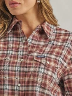 Wrangler Ladies Arganoil Western Boyfriend Shirt -Comprehensive Shop P2785940 2 84943.1692390985