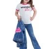Wrangler X Barbie Girls White Short Sleeve Ringer Shirt