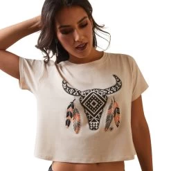 Ariat Womens French Oak Treasure Short Sleeve Crop Tee