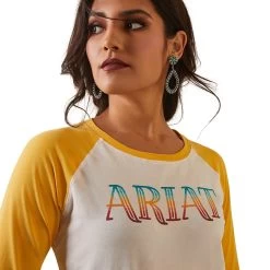 Ariat Womens Coconut Milk And Yolk Yellow Serape Stripe Tee -Comprehensive Shop P2791380 3 32102.1675716350