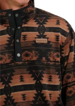Cinch Men's Black/Brown Aztec Printed Polar Fleece Pullover -Comprehensive Shop P2793845 3 37731.1696363414