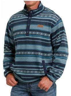 Cinch Men's Green/Navy Aztec Printed Polar Fleece Pullover -Comprehensive Shop P2793905 4 46012.1696363575