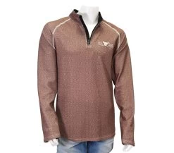 Cowboy Hardware Men's 1/4 Zip Brown Pullover Knit Hoodie