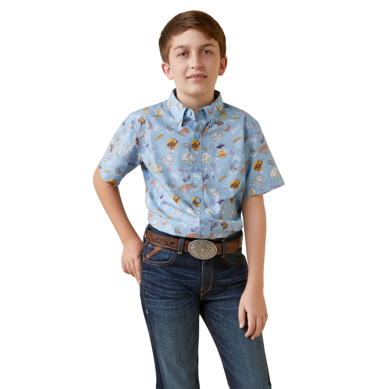 Ariat Boys Lilac Maurico Classic Fit Short Sleeve Shirt 1 Ariat Boys Lilac Maurico Classic Fit Short Sleeve Shirt