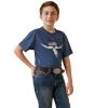 Ariat Boys Navy Heather Rodeo Skull Graphic Short Sleeve T-Shirt