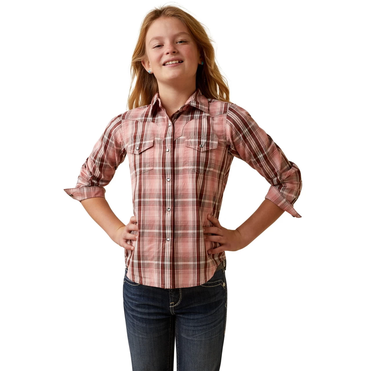 Ariat Girls R.E.A.L. Plaid Saguaro Long Sleeve Western Shirt 1 Ariat Girls R.E.A.L. Plaid Saguaro Long Sleeve Western Shirt