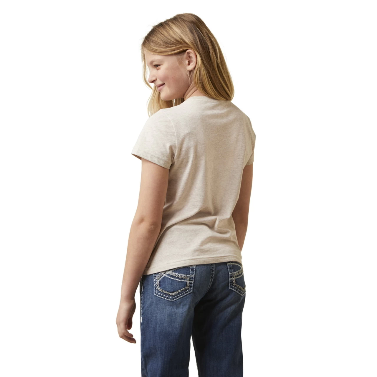 Ariat Girls R.E.A.L. Oatmeal Heather Caballo Tee 2 Ariat Girls R.E.A.L. Oatmeal Heather Caballo Tee - Image 2