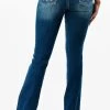 Grace In LA Womens Pastel Wing Embroidered Bootcut Jean