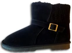 GaaHuu Women's Faux Suede Knit Back Boots - Black