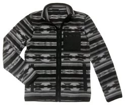 R Country Men's Black Aztec Print Knit Full Zip Jacket