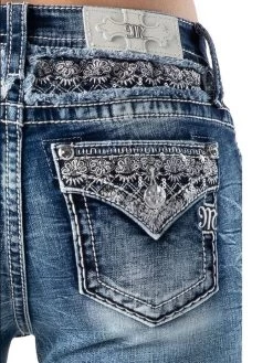 Miss Me Womens Floral Embroidered Flap Faux Pocket Embellished Cuffed Capri -Comprehensive Shop P2829715 3 82284.1683573204