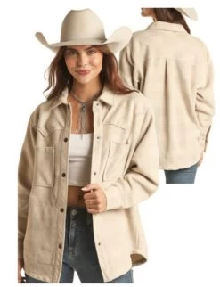 Rock & Roll Cowgirl Women's Natural Western Conversational Shirt Jacket