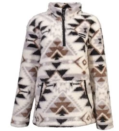 Hooey Ladies Fleece Pullover Cream/Aztec