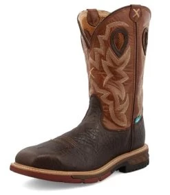 Twisted X Men's 12" Waterproof Western Work Boot Chocolate Spruce