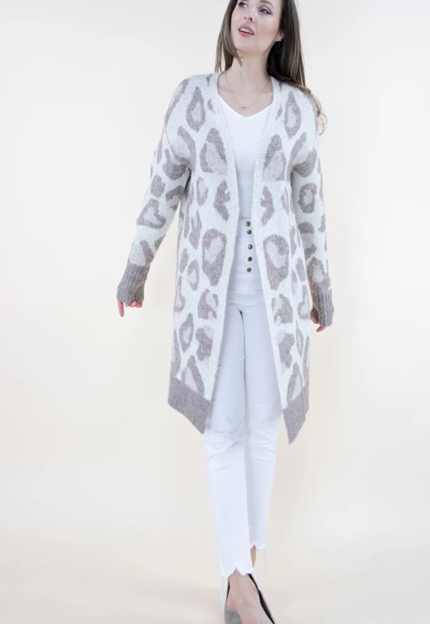 Verymoda Womens Vintage Leopard Beige Cardigan 1 Verymoda Womens Vintage Leopard Beige Cardigan