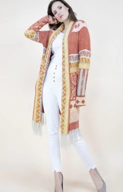 Verymoda Womens Tribal Fringe Cardigan
