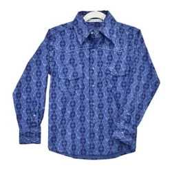 Cowboy Hardware Boy's Blue Aztec Print Long Sleeve Shirt