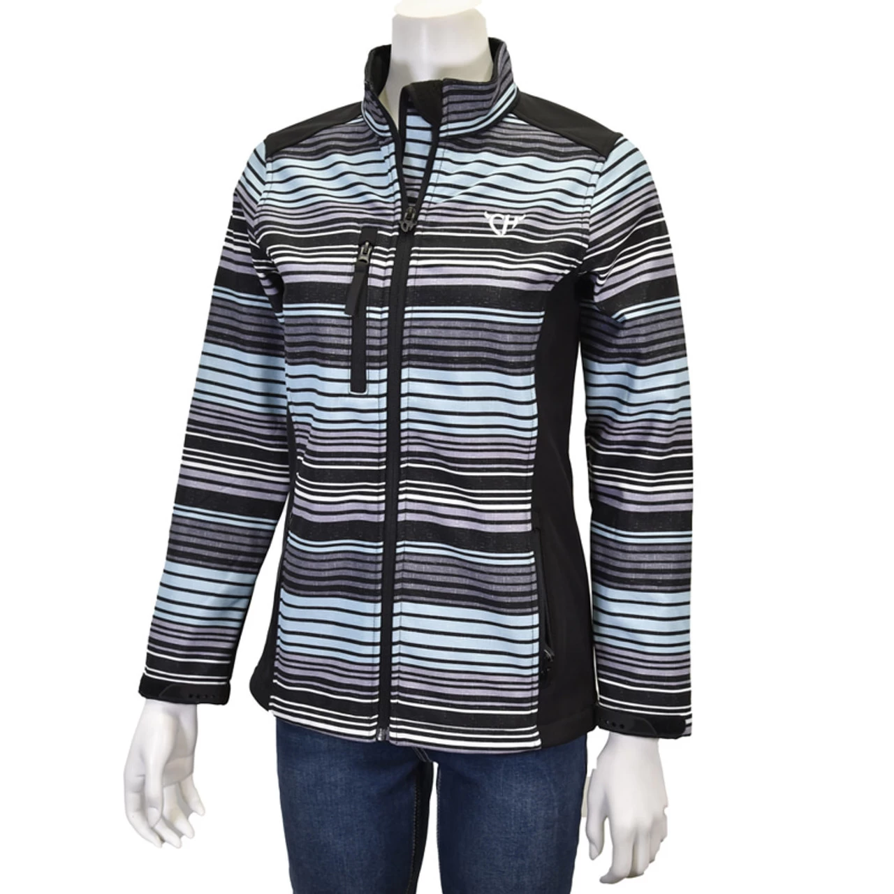 Cowgirl Hardware Women's Turquiose And Purple Serape Print Black Jacket