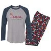 Pivotal Partners Girl's Dark Blue Heather Dear Santa Long Sleeve Pajama Set