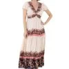 Nostalgia Women's Ivory And Black Multi Print V-Neck Dress