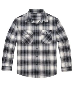 R Country Men's Gray Plaid Brawny Flannel Long Sleeve Shirt