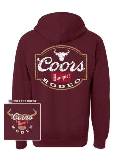Coors Banquet Mens Burgandy Rodeo Hoodie