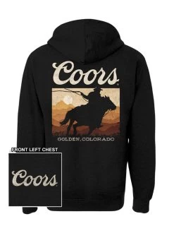 Coors Banquet Mens Black Sunset Rodeo Hoodie