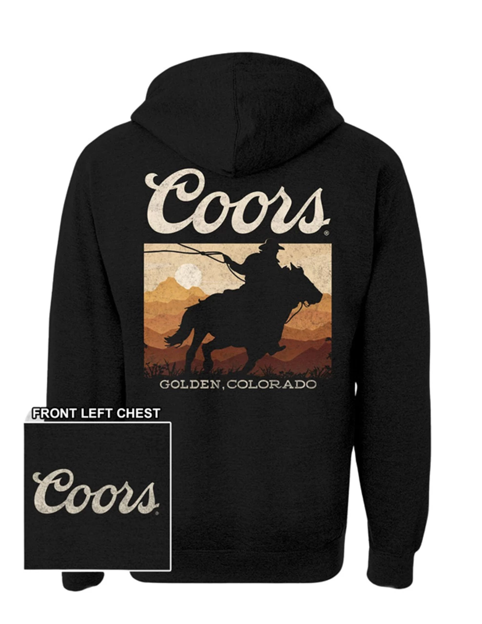 Coors Banquet Mens Black Sunset Rodeo Hoodie 1 Coors Banquet Mens Black Sunset Rodeo Hoodie