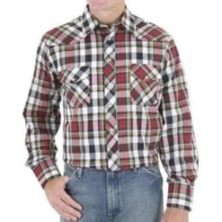 Wrangler - Lightweight Plaids Long Sleeve Shirt, Big And Tall Sizes - Multi